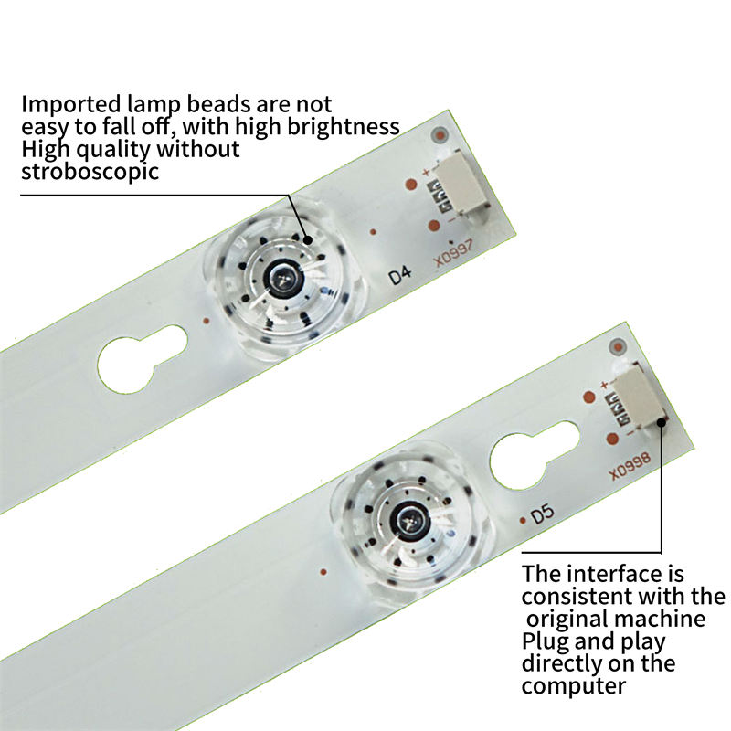 TV Backlight Strip 4C-LB4904-HR04J 4C-LB4905-HR01J49HR330M05A0 49HR330M04B0 V6 for D49A620U/630U/6330U 5+4led 6V 4pairs/set