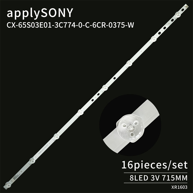 TV Backlight Strip CX-65S03E01-3C774-0-C-6CR-0375-W for SONY KDL-65W850C 8LED 3V