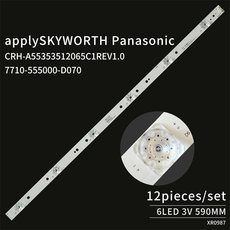 TV LED Backlight Strip CRH-A55353512065C1REV1.0 I 7710-555000-D070 Backlight Bar for Panasonic TH-55DX680C 55DX500C 12pieces/set 6LED