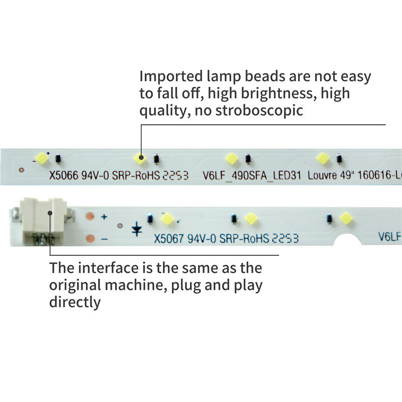 LED TV Backlight strips Louvre 49 160616-R/L V6LF_490SFA_LED31 for UA49K5100AK 1pair/set 31LED