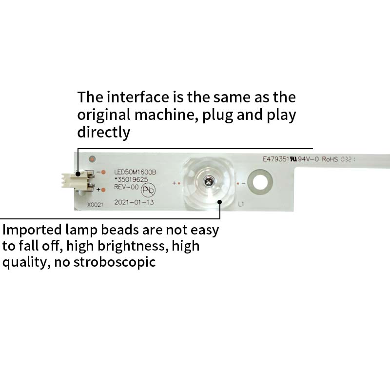 LED TV Backlight strips LED50M1600B 35019625 KA50LS00ZNP35079407452 for LED49G2 10 pcs/set