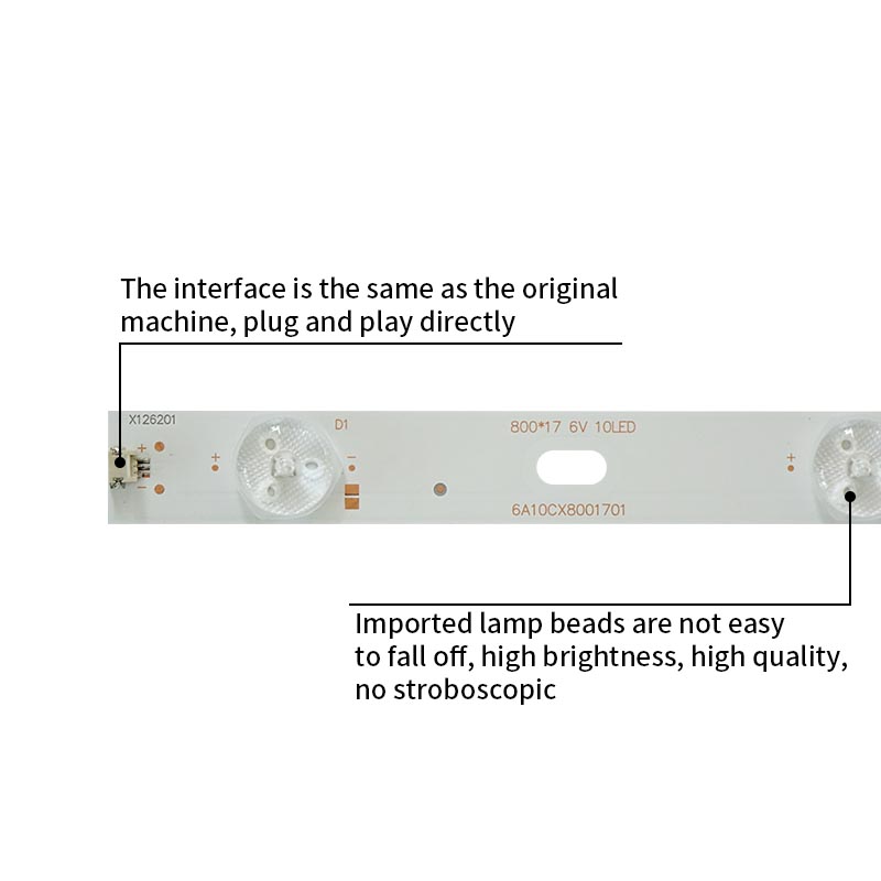 LED TV Backlight strips universal 10 LED 800*17 convex round mirror suitable for Tv Replacement