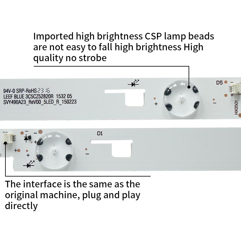 LED TV Backlight strips SVY490A23 ReV00 4LED L/R 150223 for KD-49XD7005 KD-49XD7066 LC490EQY 49X8000C