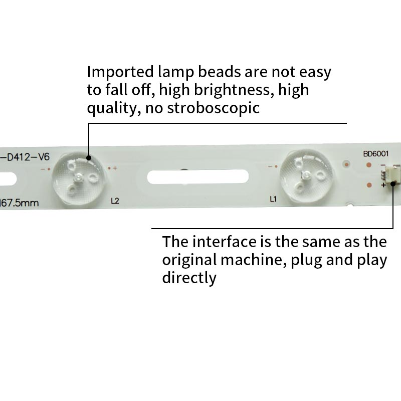 LED TV Backlight strips GJ-DLEDII P5-ABL-400-D412-V6 suitable for TV replacement 12LED