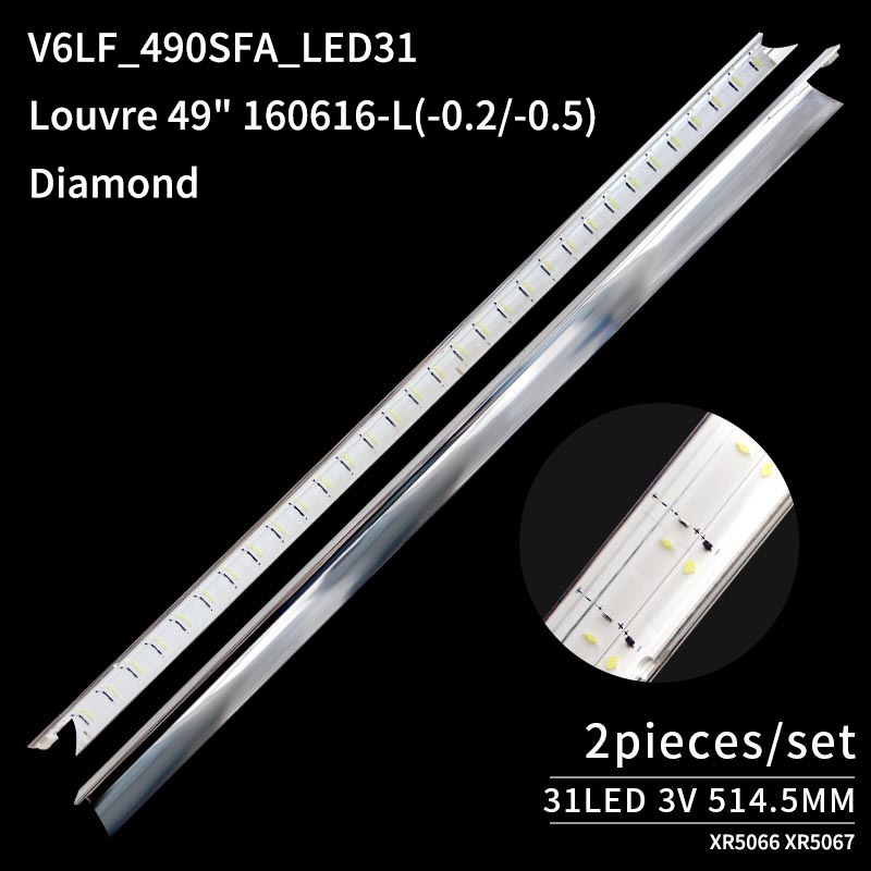 LED TV Backlight strips Louvre 49 160616-R/L V6LF_490SFA_LED31 for UA49K5100AK 1pair/set 31LED