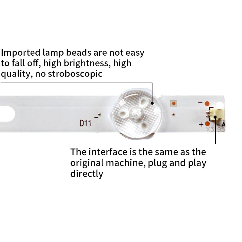 LED TV Backlight strips DLED43KJ4X11 0004 for 43XK532 11led 3v 825mm 4pcs/set