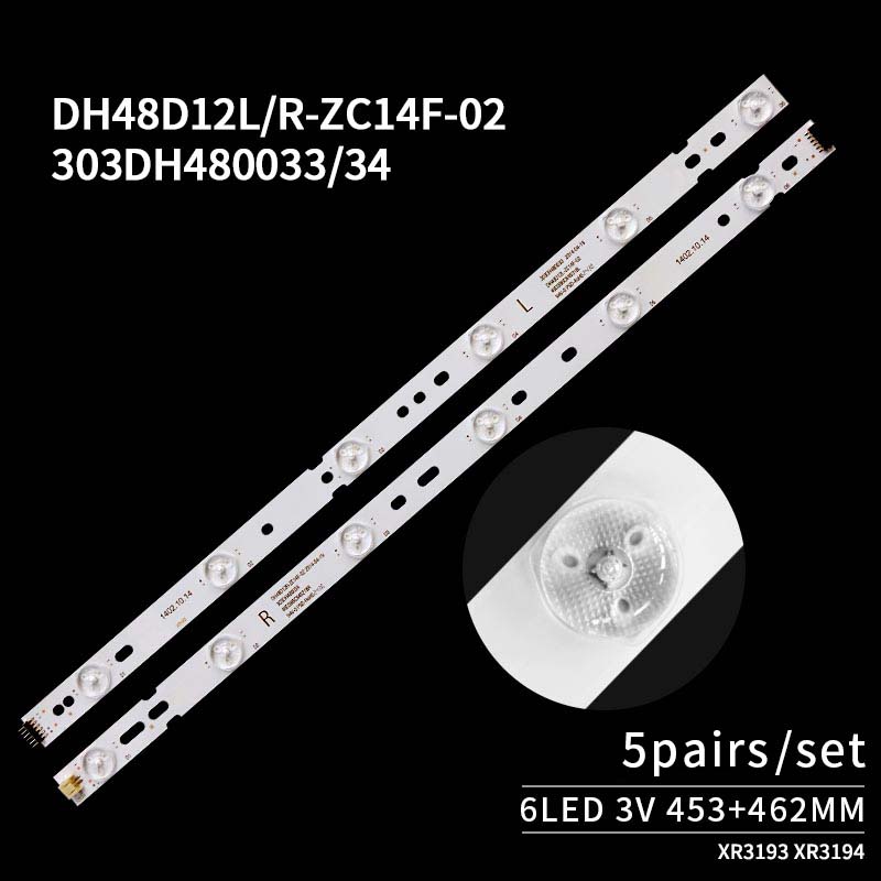 LED TV Backlight strips DH48D12L-ZC14F-02 303DH480033 for 48D12R 6+6led 453+462mm