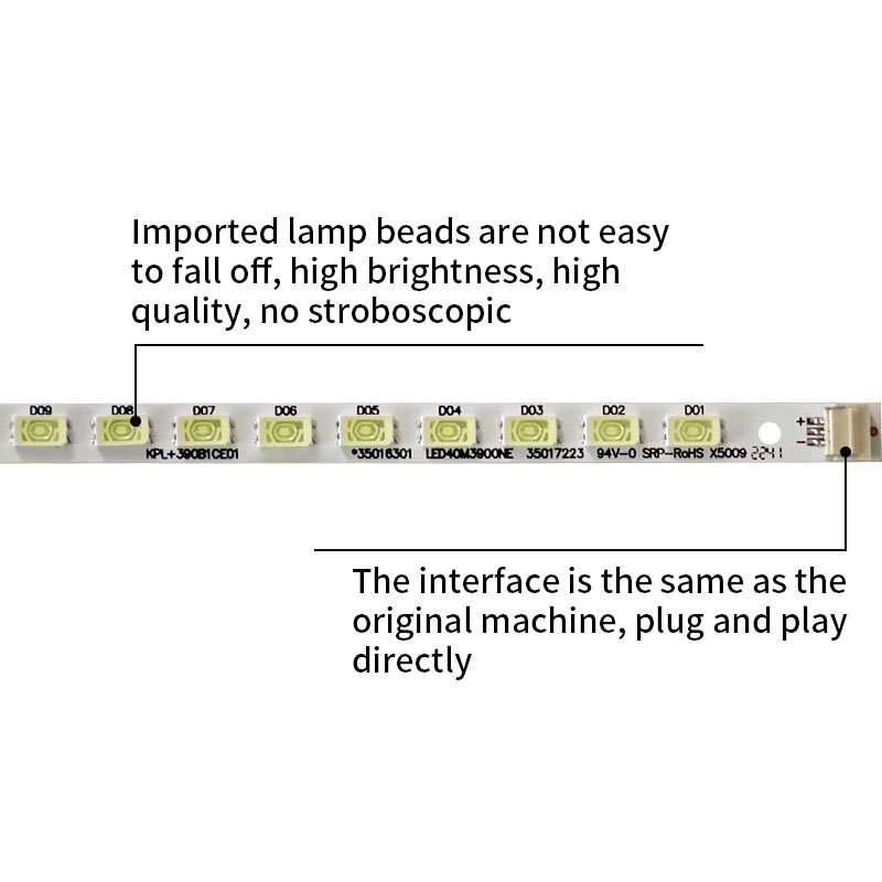 LED TV Backlight strips KPL+390B1CE01 LEFT BLUE-010 35016301 LED40M3900NE 35017223 for LE4056 LE4058 LE4057 53leds