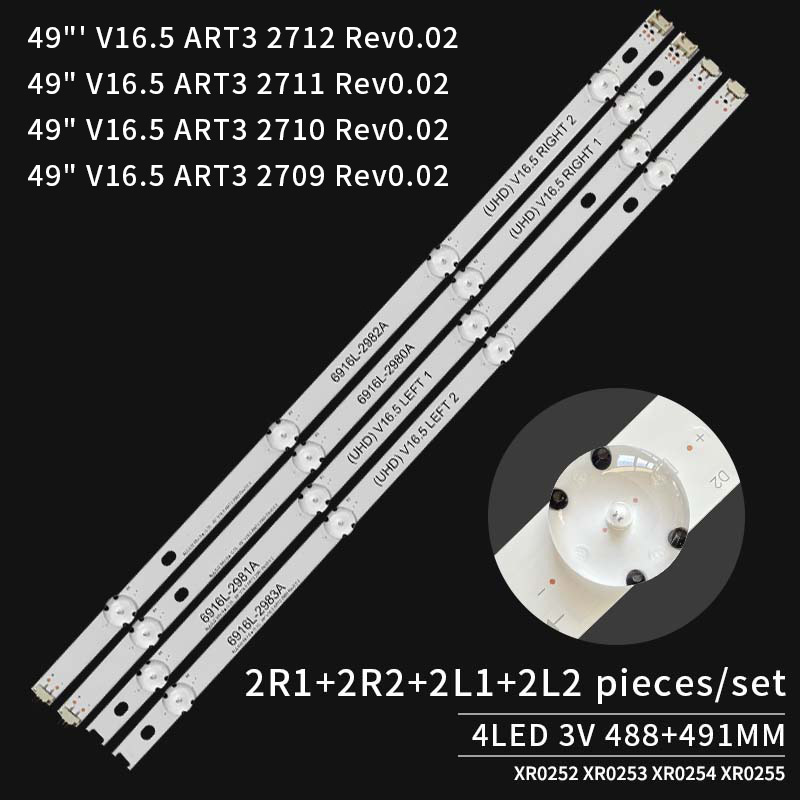 LED TV Backlight strips 49 V16.5 ART3 2708 REV0.02 6916L-2710A 6916L-2706A for 49UH603V 49UH620V LC490DGE