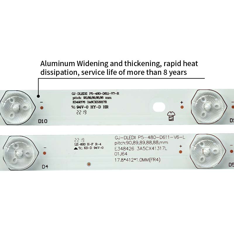 LED TV Backlight strips GJ-DLEDII P5-480-D611-V6-R/L for LE48A33S 48E5CHR LE48D1452 LE48D1452/20 48PFG5100 48PFG5000 EVTLBM480P1101-T-1. 2
