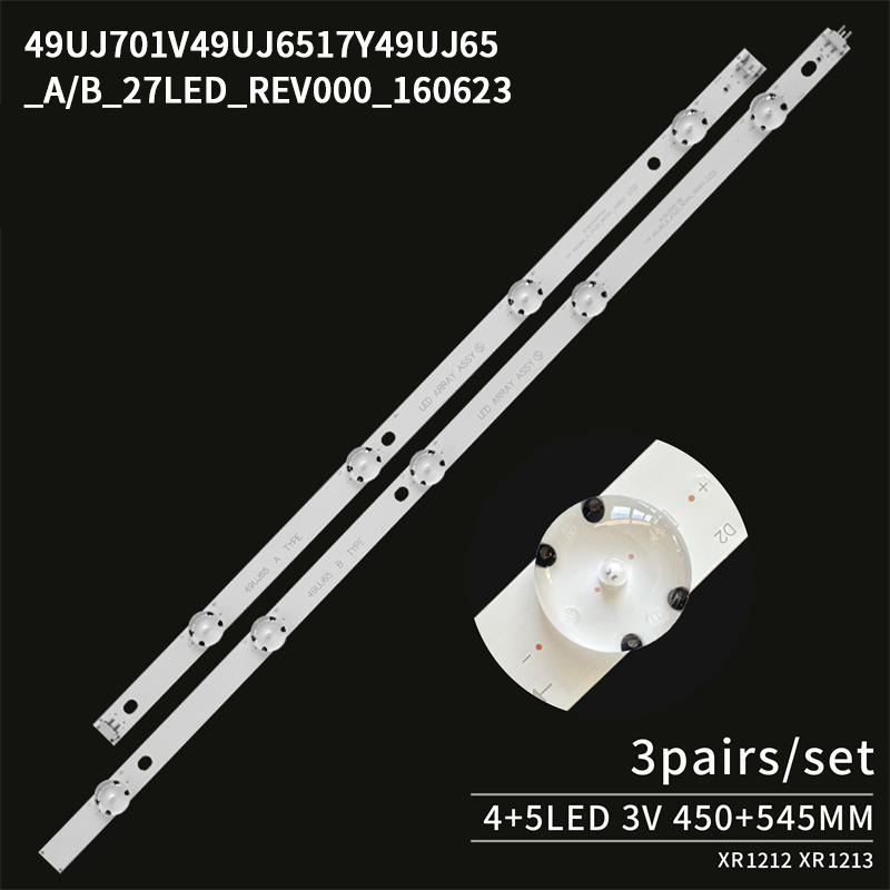LED TV Backlight strips 17Y 49UJ65_A/B_27LED-REV000_160623 for 49UJ701V 49UJ65 3V 3Pairs/set