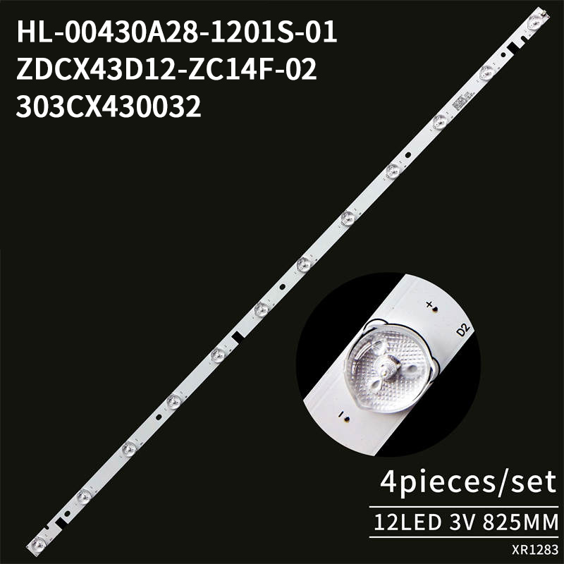 LED TV Backlight strips ZDCX43D12-ZC14F-02 HL-00430A28-1201S-01 A4 for 43 inches TV 12led 3V 4pcs/set
