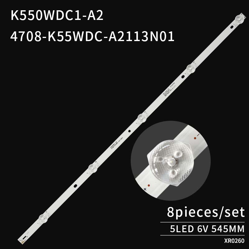 TV Led Backlights Strip 4708-K55WDC-A2113N01 K550WDC1-A2 for 55D1600 D55E161 6V 8pcs/set