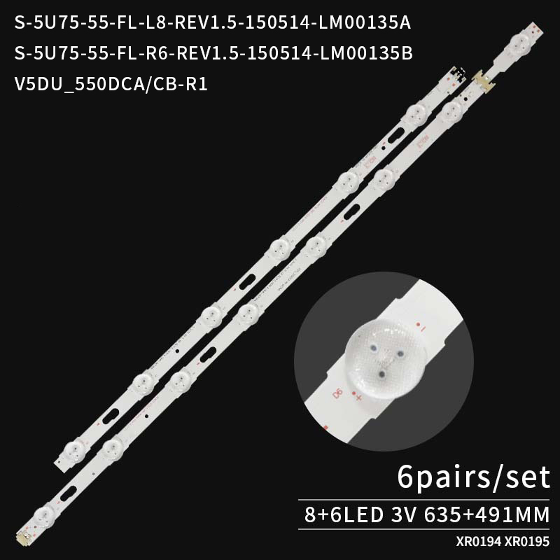LED TV Backlight strips V5DU-550DCB-R1 S_5U75_55_FL_R6_REV1.5_150514_LM41-00136A for UE55JU6000U UE55JU6400K