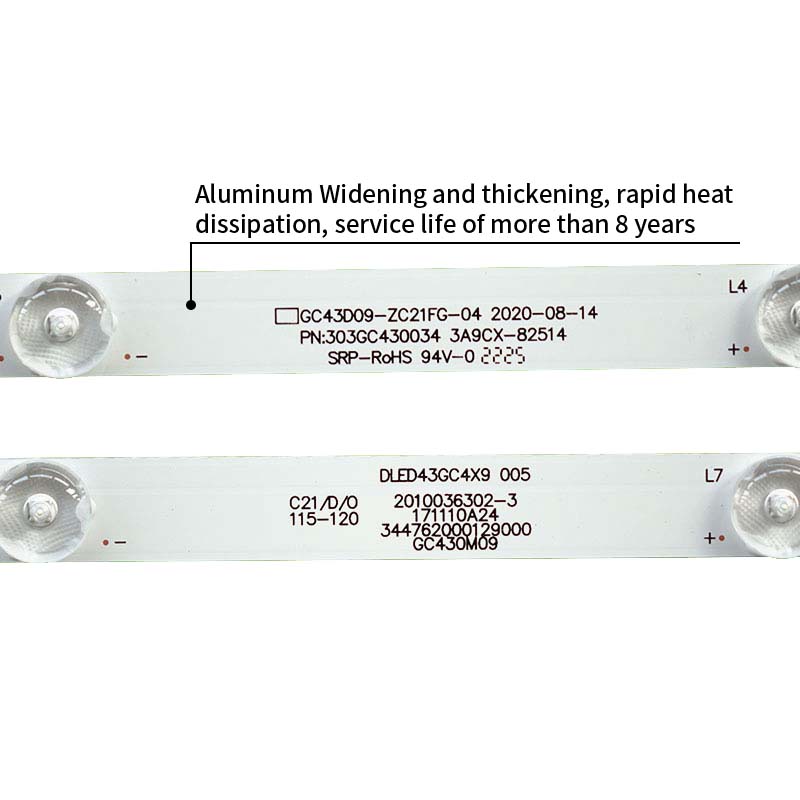 LED TV Backlight strips DLED43GC 4X9 005 GC43D09-ZC21FG-04 303GC430034 for T4312M 43PFF3001/T3 HV430FHB-N40