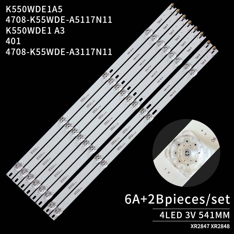 LED TV Backlight strips 4708-K55WDE-A5117N01 K550WDE1 A5 for 55V31 55UL950T