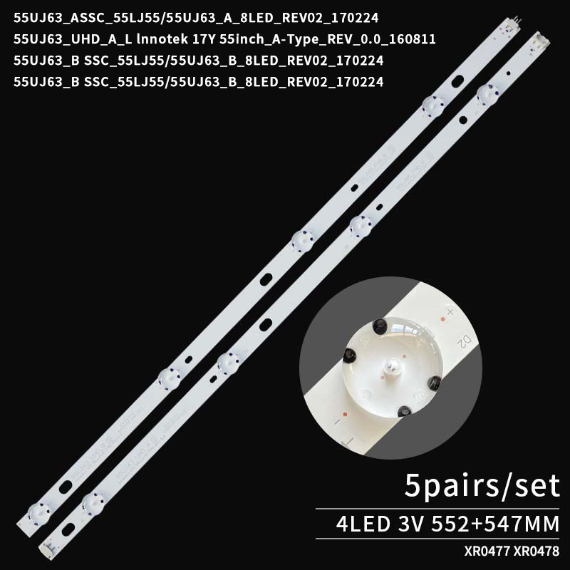 LED TV Backlight strips SSC 55LJ55/55UJ63 A 8LED REV01 160922 55LJ55 FHD A 55UJ63 UHD A for 55UK6100PLB 55UJ6560