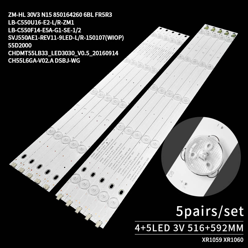 LED Television Backlight Strips CHDMT55LB33_LED3030_V0.5 LB-C550U16-E2-L-ZM1 for 5LR1000 55D2000I UD55D6000I 55D2000