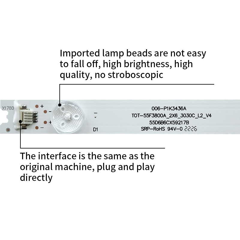 LED TV Backlight strips TOT-55F3800A_8X5_3030C_L1_V4 for L55F3800A 55S100