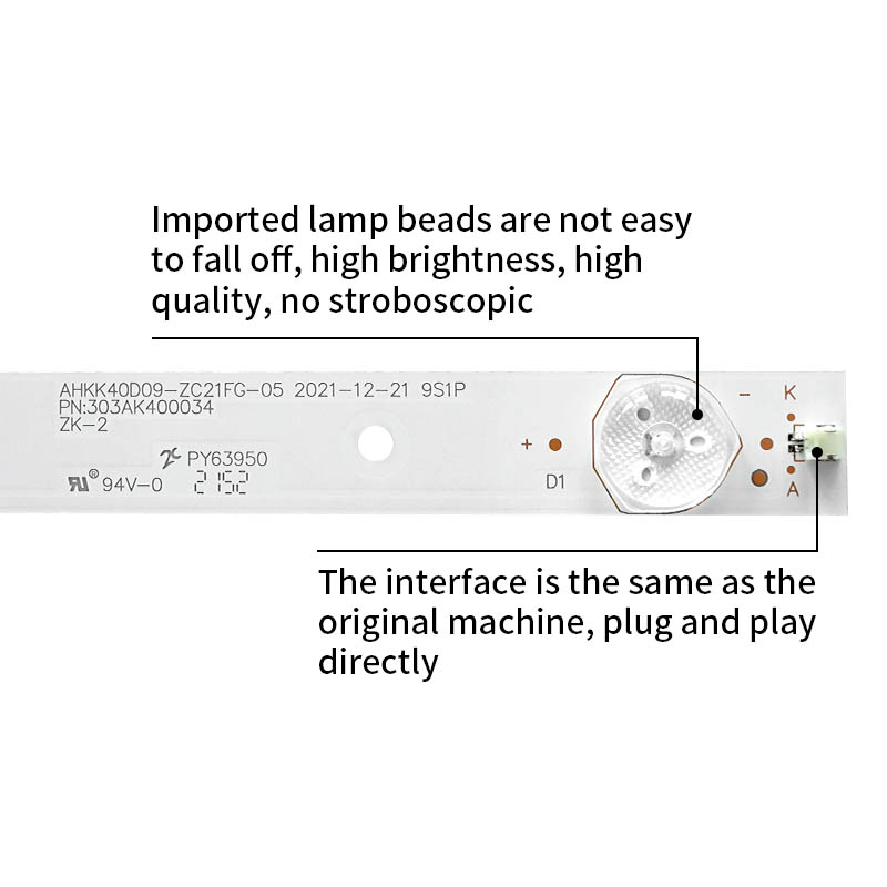LED Television Backlight Strips AHKK40D09-ZC21FG-05 2021-12-21 9S1P for KKTV K40C