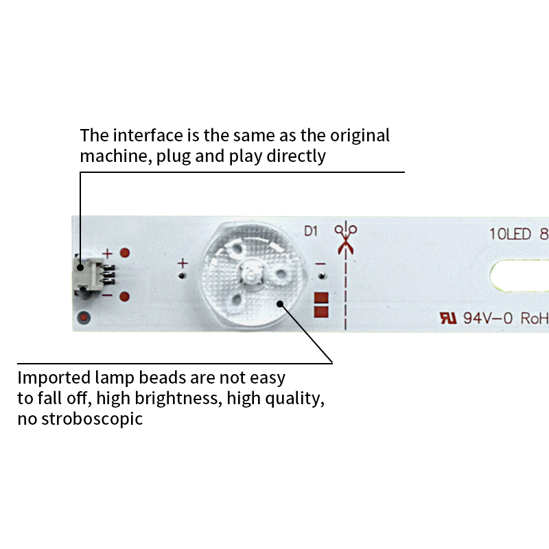 Universal LED TV Backlight strips for 830MM*17MM 10LEDS Round lens Flexible cutting