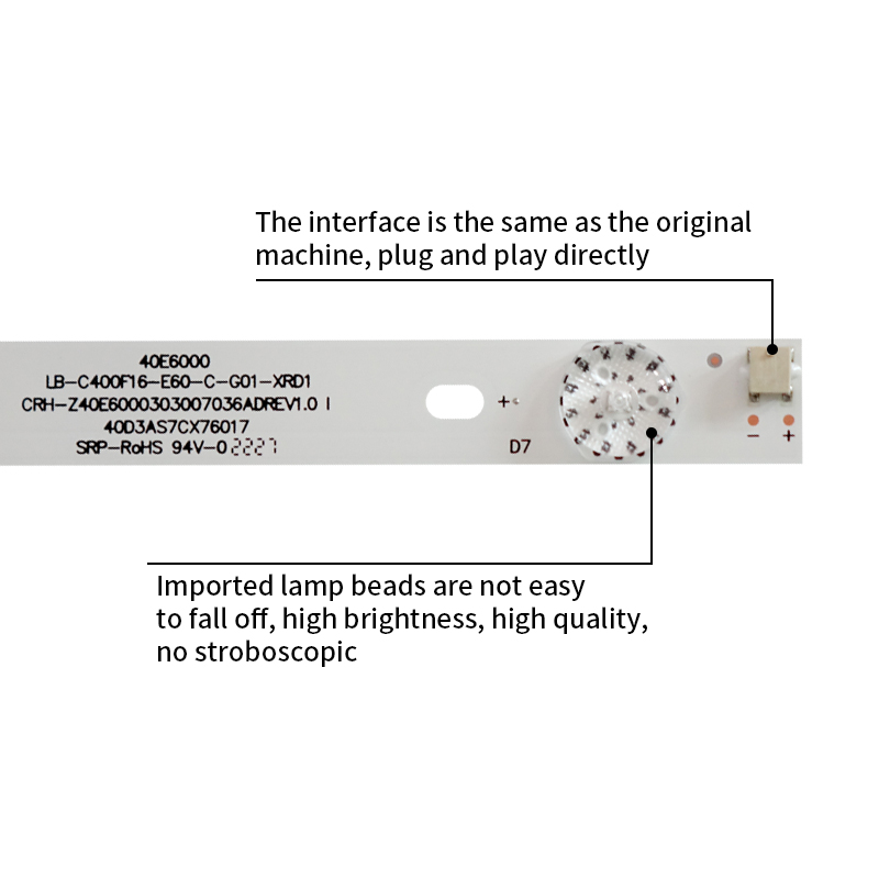LED TV Backlight strips LB-C400F16-E60-C-G01-XRD1 CRH-Z40E6000303007036ADREV1.0 I for C400F16-E60-C