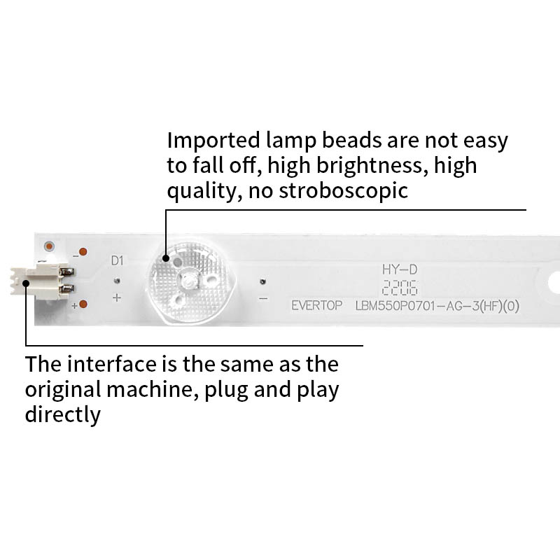 TV LED Backlight Bars EVERTOP  LBM550P0701-AG-3(HF)/LBM550P0601-AH-3(HF) for LD55U3100