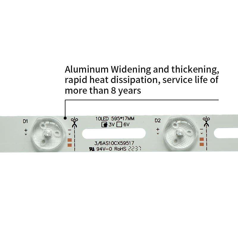 LED TV Backlight strips universal 10 LED 595*17mm short hole for flexible cutting repairment