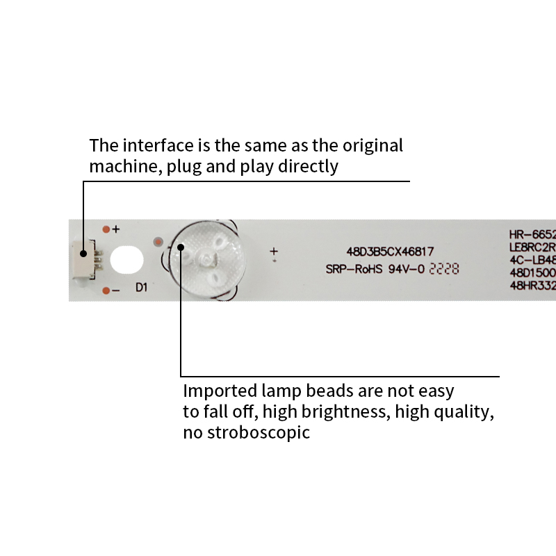 LED TV Backlight strips 4C-LB480T-HR1 48HR332M05A0 V3 48D1500 5*8 LE8RC2R1-D-K HR-66522-04185 for 48L26CMC