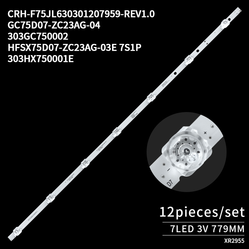 LED TV Backlight strips CRH-F75JL630301207959-REV1.0 GC75D07-ZC23AG-04 for L75M5-4S