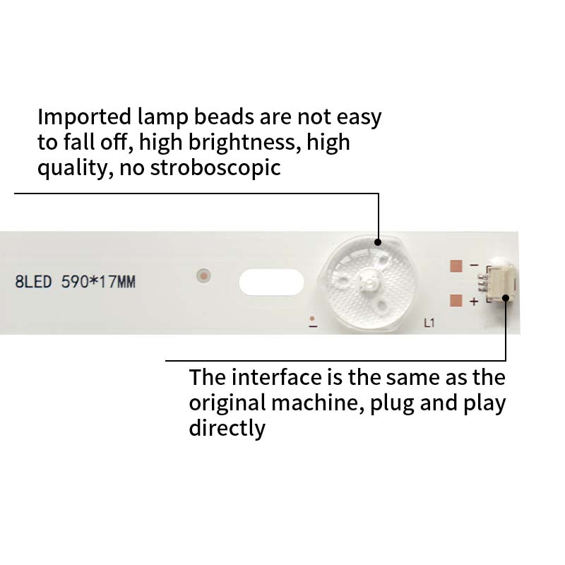 LED TV Backlight Strips universal 8LED 590*17MM(3V)  short hole for flexible cutting repairment