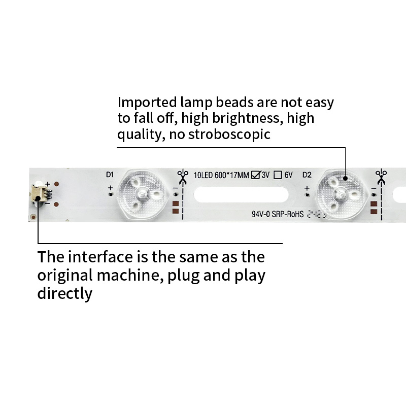 Universal LED TV Backlight Strips - 10 LED 600*17mm