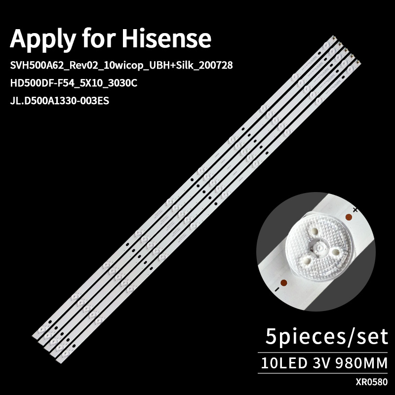 TV Backlight Strips SVH500A62_Rev02_10wicop_UBH+Silk_200728, HD500DF-F54_5X10_3030C, JL.D500A1330-003ES for Hisense LED50EC520UA, Hisense LED50EC320A